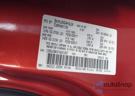 2007 Dodge Nitro Sxt from USA, damaged, VIN 1D8GU28KX7W691857